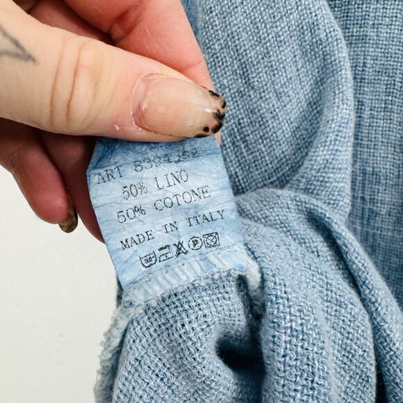 Blue Linen Blend Short Sleeve Tunic Women’s Size XL - Picture 4 of 6